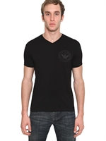 ARMANI JEANS - PRINTED LOGO SLIM FIT JERSEY T-SHIRT - BLACK