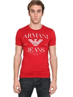 ARMANI JEANS - PRINTED LOGO EXTRA SLIM JERSEY T-SHIRT - RED