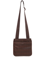 ARMANI JEANS - WOVEN PRINT ECO LEATHER CROSS BODY BAG - BROWN
