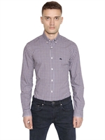 BURBERRY BRIT - MICRO VICHY COTTON POPLIN SHIRT - NAVY/BROWN