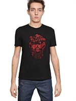 ALEXANDER MCQUEEN - PRINTED COTTON JERSEY T-SHIRT - BLACK/RED
