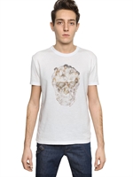 ALEXANDER MCQUEEN - PRINTED COTTON JERSEY T-SHIRT - WHITE/GREY