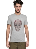 ALEXANDER MCQUEEN - PRINTED COTTON JERSEY T-SHIRT - GREY/PINK
