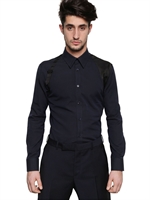 ALEXANDER MCQUEEN - HEAVY COTTON OXFORD HARNESS SHIRT - NAVY
