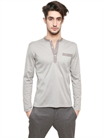 LANVIN - LONG SLEEVE COTTON JERSEY SERAFINO SHIRT - GREY