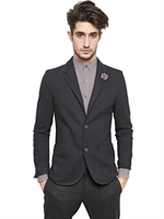LANVIN - RAW CUT WOOL JERSEY JACKET - NAVY