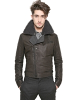 LANVIN - SHEARLING AND LEATHER JACKET - DARK GREY