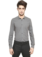 LANVIN - SHIRTING COTTON RIBBED COLLAR SHIRT - DARK GREY
