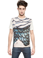 LANVIN - FISH SCALE PRINTED COTTON JERSEY T-SHIRT - OFF WHITE
