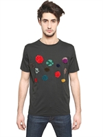 LANVIN - EMBROIDERED COTTON JERSEY T-SHIRT - DARK GREY