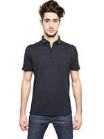 LANVIN - GROSGRAIN COLLAR COTTON PIQUET POLO - NAVY