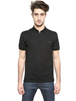 LANVIN - SHOE EMBROIDERED COTTON PIQUET POLO - BLACK