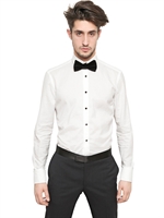 LANVIN - STRIPED SHIRTING COTTON TUXEDO SHIRT - WHITE