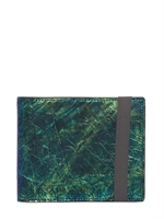 LANVIN - IRIDESCENT CRINKLED LEATHER WALLET - GREEN