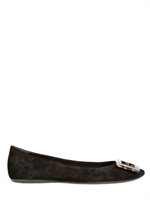 ROGER VIVIER - 10MM GOMMETTE SUEDE BALLET FLATS - BLACK
