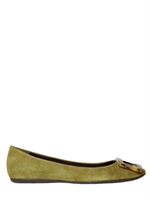 ROGER VIVIER - 10MM GOMMETTE SUEDE BALLET FLATS - KHAKI