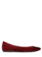 ROGER VIVIER - 10MM GOMMETTE SUEDE BUCKLE BALLET FLATS - BURGUNDY