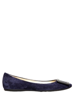 ROGER VIVIER - 10MM WILDLEDERBALLERINAS MIT GOMMETTE - NAVY/SCHWARZ