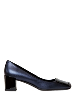 ROGER VIVIER - 45MM MARLENE METALLIC CALF PUMPS - DARK BLUE/BLACK