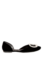 ROGER VIVIER - 10MM VELVET SWAROVSKI FLATS - BLACK