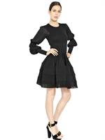 ALEXANDER MCQUEEN - STRICKKLEID AUS SEIDE MIT GAZE-EFFEKT - SCHWARZ
