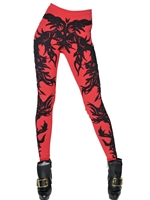 ALEXANDER MCQUEEN - JACQUARD-LEGGINGS AUS VISKOSE - ROT/SCHWARZ