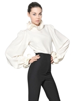ALEXANDER MCQUEEN - RUFFLED HEAVY SILK CADY SHIRT - IVORY