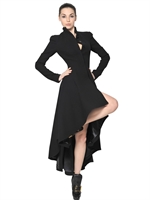 ALEXANDER MCQUEEN - DOUBLE WOOL CREPE LONG COAT - BLACK