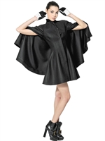 ALEXANDER MCQUEEN - LIGHT WOOL FELT CAPE COAT - BLACK
