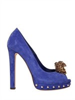 ALEXANDER MCQUEEN - 130MM SUEDE SKULL OPEN TOE - ROYAL BLUE