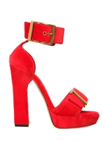 ALEXANDER MCQUEEN - 130MM VELVET BUCKLED SANDALS - RED