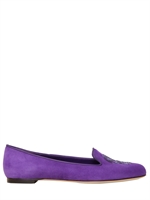 ALEXANDER MCQUEEN - MOCASSINI IN CAMOSCIO RICAMO TESCHIO 10MM - VIOLA