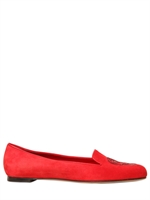 ALEXANDER MCQUEEN - MOCASSINI IN CAMOSCIO RICAMO TESCHIO 10MM - ROSSO