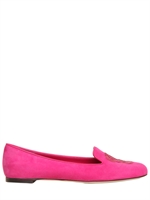 ALEXANDER MCQUEEN - MOCASSINI IN CAMOSCIO RICAMO TESCHIO 10MM - FUCSIA
