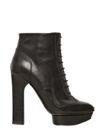 ALEXANDER MCQUEEN - 130MM CALFSKIN LACED UP LOW BOOTS - BLACK