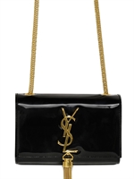 SAINT LAURENT - SMALL CASSANDRE PATENT BAG WITH TASSEL - BLACK