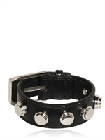 SAINT LAURENT - BUCKLED LEATHER BRACELET - BLACK/SILVER