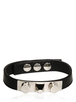 SAINT LAURENT - STUDDED LEATHER BRACELET - BLACK/SILVER