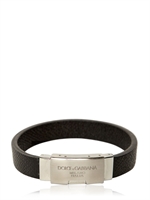 DOLCE & GABBANA - DAUPHINE LEATHER PLAQUE BRACELET - BLACK
