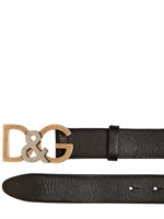 DOLCE & GABBANA - 30 MM D&G BUCKLE LEATHER BELT - BLACK