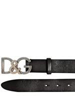 DOLCE & GABBANA - 30 MM D&G BUCKLE LEATHER BELT - BLACK