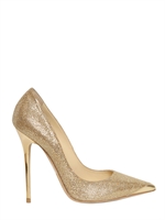 JIMMY CHOO - 120MM ANOUK GLITTER & CALF POINTED PUMPS - GOLD