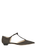 JIMMY CHOO - 10MM TANGO STUDDED SUEDE FLATS - BLACK/SILVER