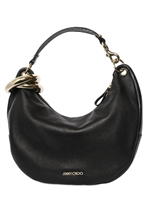 JIMMY CHOO - SMALL SOLAR DEERSKIN SHOULDER BAG - BLACK