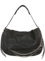 JIMMY CHOO - LARGE BIKER LEATHER SHOULDER BAG - BLACK