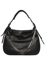JIMMY CHOO - MEDIUM BIKER LEATHER SHOULDER BAG - BLACK