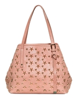 JIMMY CHOO - SMALL SASHA LEATHER SHOULDER BAG - BLUSH/ROSE GOLD