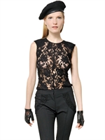 NINA RICCI - WOOL LACE TOP - BLACK
