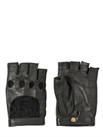 NINA RICCI - LACE AND NAPPA LEATHER GLOVES - BLACK