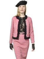 NINA RICCI - WOOL BOUCLÈ TRIM WOOL TWEED JACKET - PINK